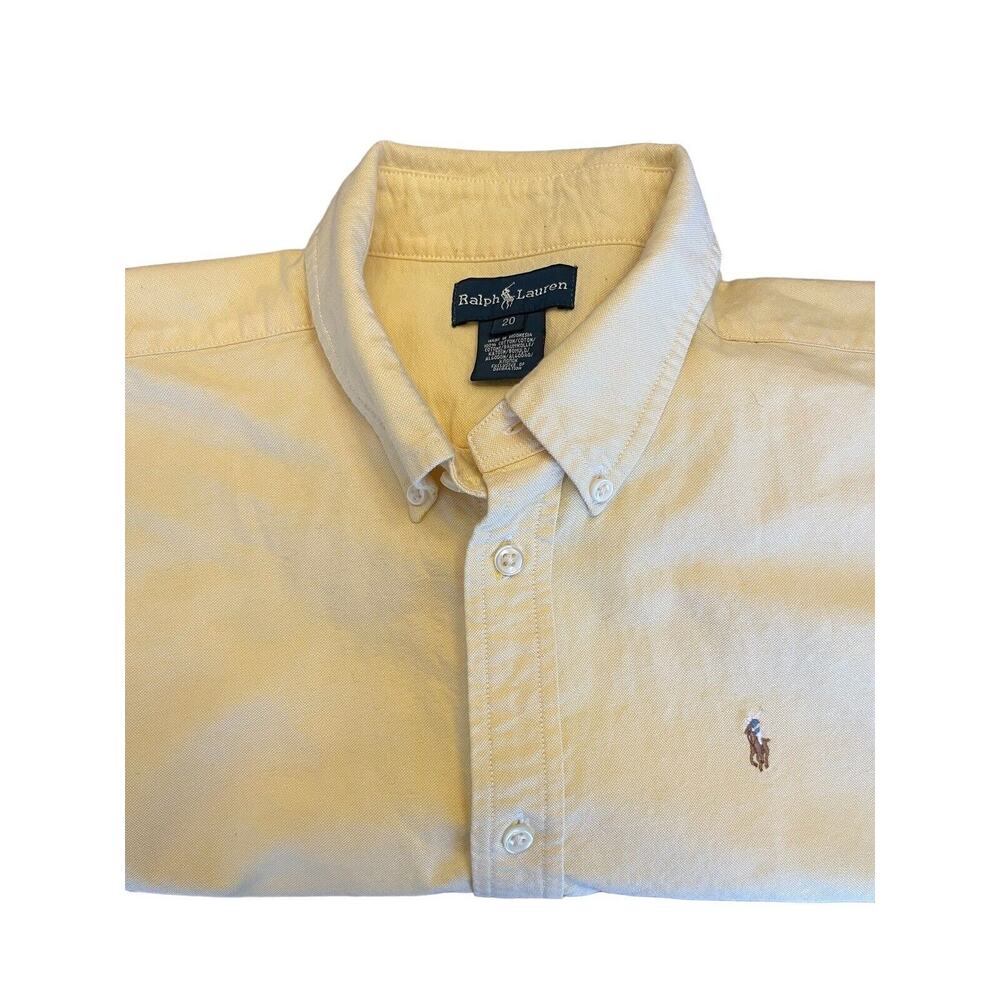 Ralph Lauren Shirt Mens Size 20 Yellow Button Down 100% Cotton Long Sleeve